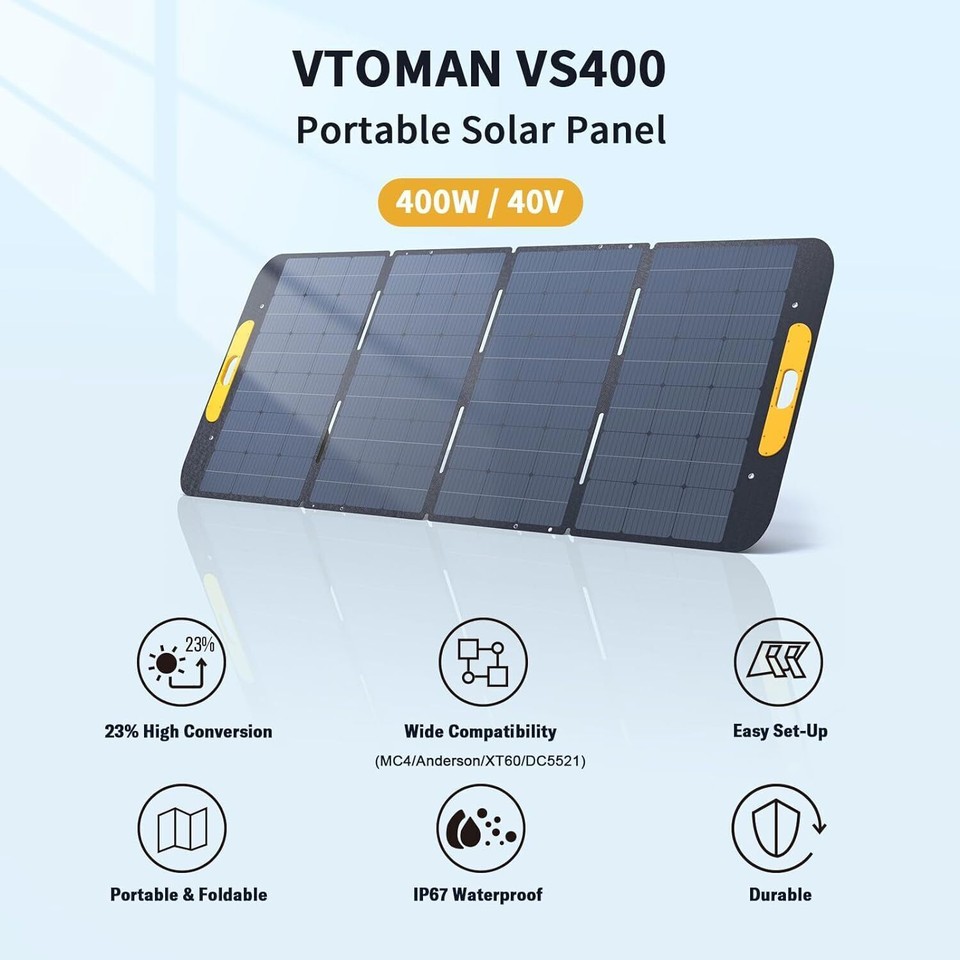 Solar Panel Ebay VTOMAN 110W/200W/400W PORTABLE SOLAR PANEL 23% EFFICIENCY FOLDABLE ...