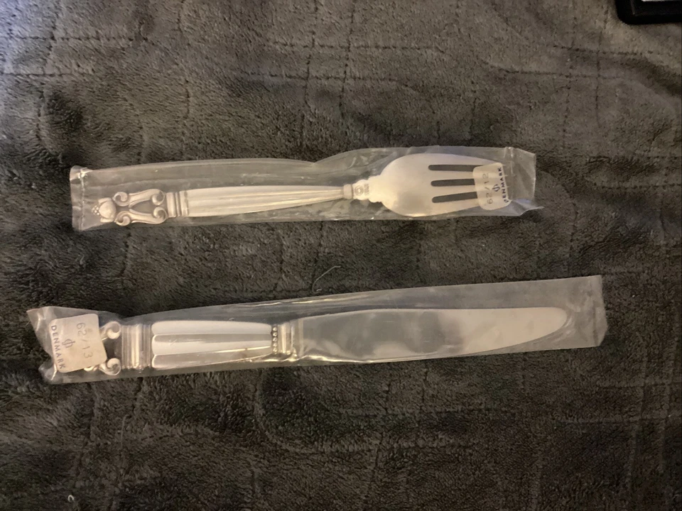 Georg Jensen Acorn Denmark Sterling Silver Dinner Fork And Knife Unopened - Image 4 of 4