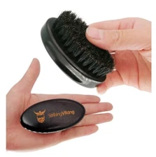 Customized LOGO Mini Oval Beard Brush Boar Bristle Travel Pocket Brush for Beard