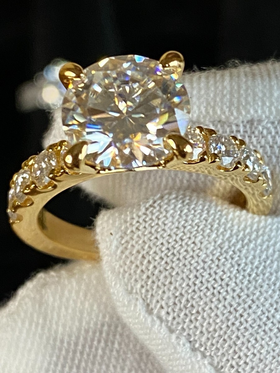18k Yellow Gold Plated over S925 Lab Created Moissanite Ring
