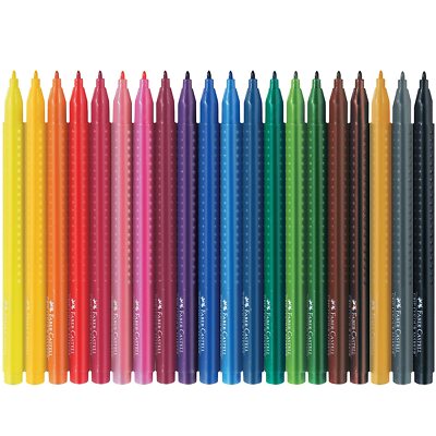 Faber-Castell Felt Tip Pens - Grip Colour Markers - Wallet of 20