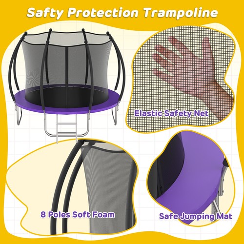 10FT Trampoline for Kids Adult w/Safety Enclosure Net and Ladder Max Load 350 kg - Picture 3 of 11