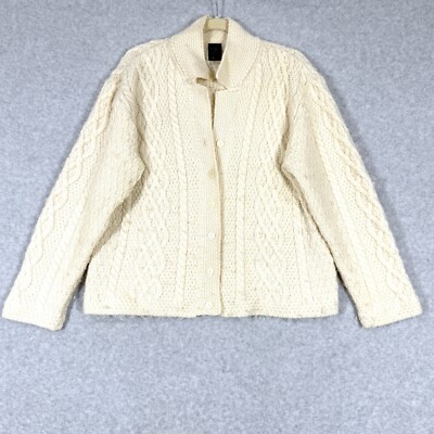 Paul James Sweater Womens Medium Wool Cable Chunky Knit Button Cardigan England