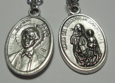 St Dominic Savio & Maria del Rosario del San Nicolas Holy Medal & 24'' Chain 