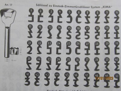 KIMA BB Zimmertürschlüssel Bart- Schlüssel  1 2 7 8 9 10 11 19 20 26 35 36u.v.a.