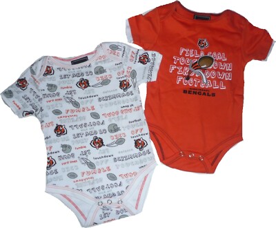 Cincinnati Bengals 2pc Creeper Set Orange White Infant Baby Bodysuit