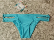 NWT Luli Fama Borrachera De Mar Zig Zag Open Side Bottom Aruba Blue Size XS!