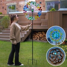 Énergie Solaire LED Allumer Mobile Vent Extérieur Multicolore Jardin Piquet Feux