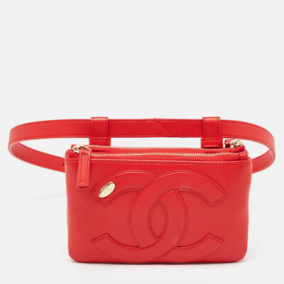 Chanel Red Leather CC Mania Waist Bag | eBay Chanel Red Leather CC Mania Waist Bag | eBay