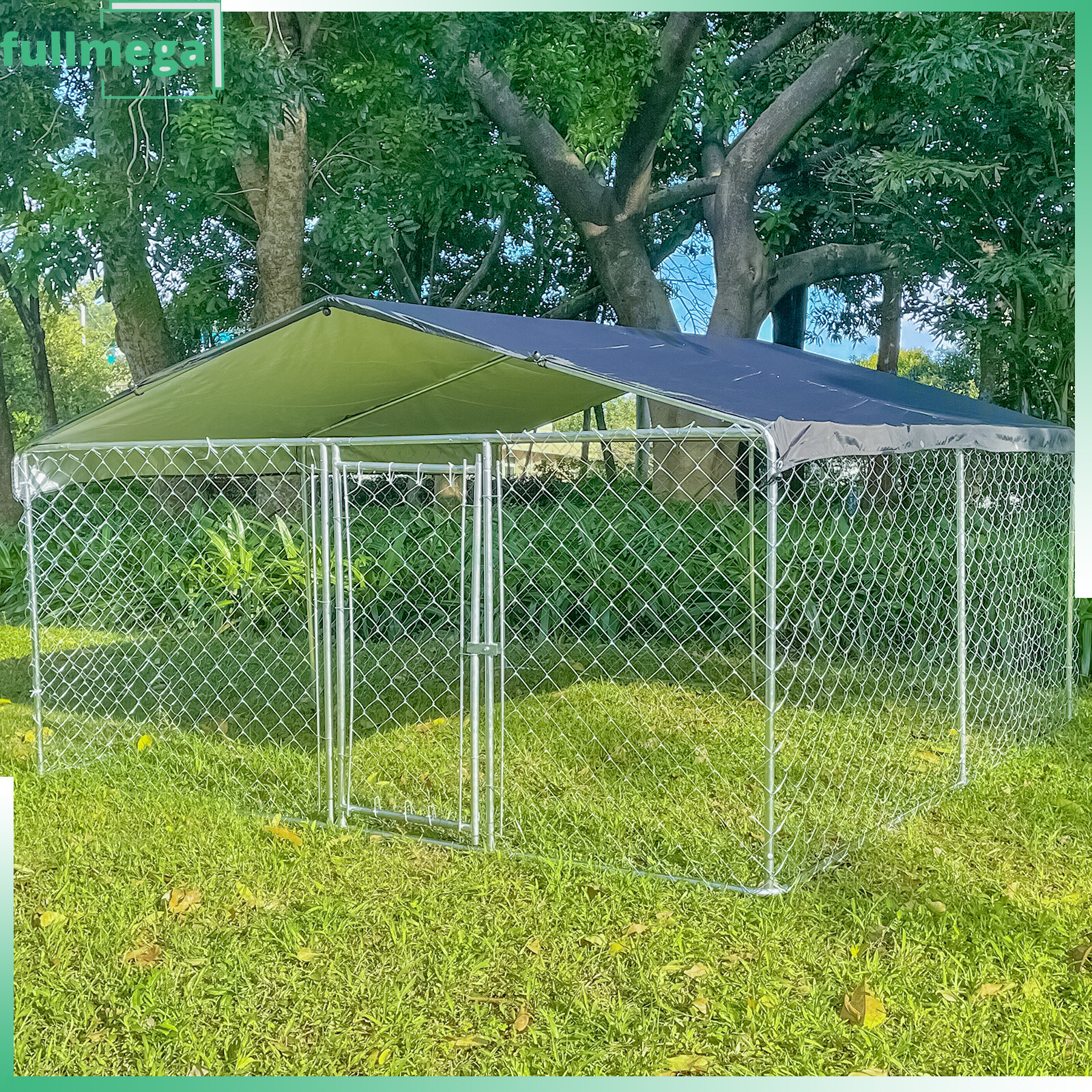 Large Outdoor Dog Kennel Heavy Duty Metal Big Dog Cage For Dog Playpen w/ Roof eBay