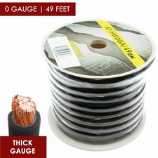 0 Gauge Black Amplifier Power / Ground Wire 1/0 Ga Amp Cable, 49 Fee