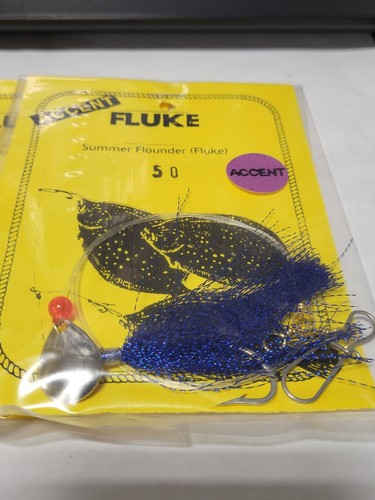 3 NJ Hand Tied 2/0 Hook w/Dk Blue Accent-Beads-Spinner Fluke/Summer Flounder Rig - Afbeelding 2 van 3