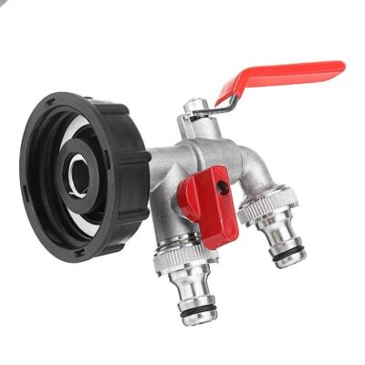 Outdoor Tap IBC Tank Adapter Double Valves Coarse Thread Snap on Connector