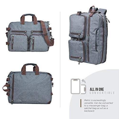 Laptop Bag For Men - Convertible Backpack For Office And Travel (Dark Grey,Oxfor - Picture 1 of 7