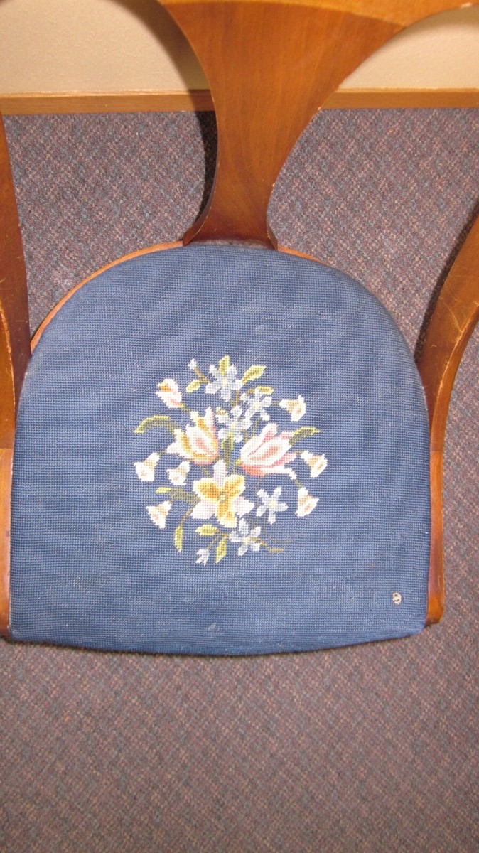 Set of 4 Needlepoint chair covers blue floral vintage | eBay