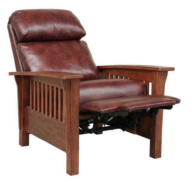 BarcaLounger Mission Manual Recliner Chair Genuine Leather Craftsman