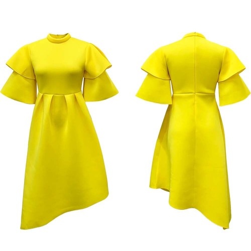 Vestidos de cóctel con mangas con volantes para invitados de boda acampanados hasta el té vestido de fiesta - Imagen 21 de 43