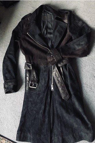 ALL SAINTS Luxury Biker Suede Leather LIA MAC Coat UK 6, 8 RRP $830 - Picture 6 of 11
