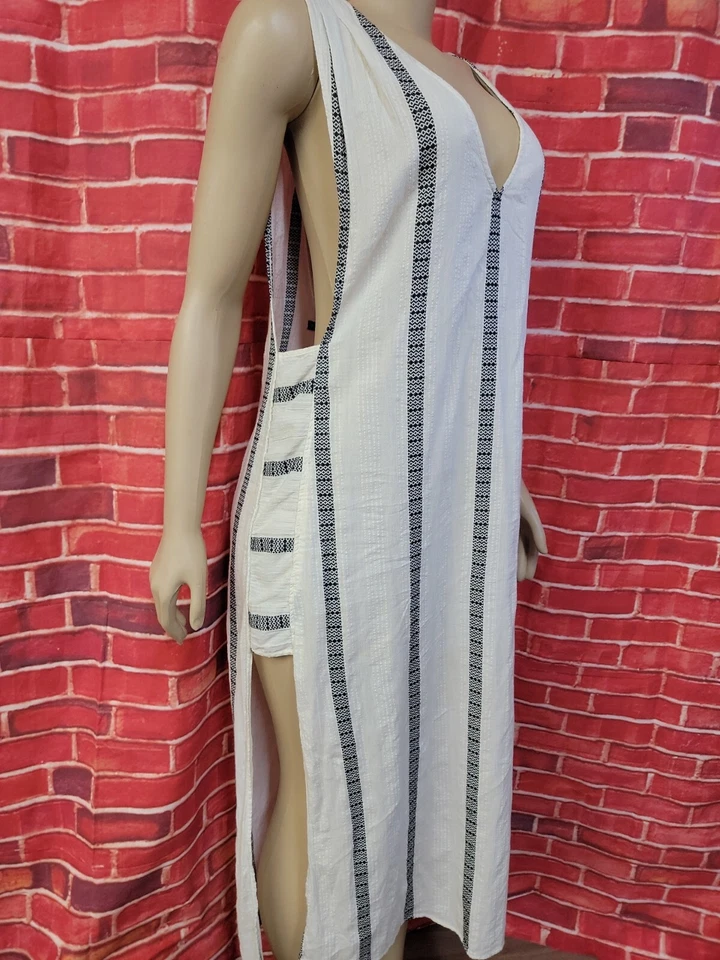 ViX Paula Hermanny женщин полоски Luanna кафтан в размер M слоновой кости/черный #W3 - Изображение 2 из 4