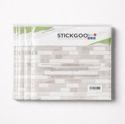 STICKGOO Peel & Stick Brick Wall Tile 5-Pack 11.8in Gloss PVC w/ Trim
