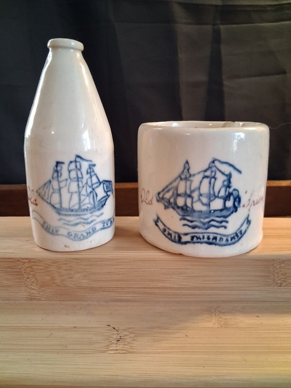 A.E Hull Pottery Old Spice Shaving Mug And Bottle 1930’s