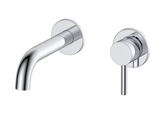 Brand New. Arezzo Round Chrome Wall Mounted Basin Mixer Tap - 2 Tap Holes