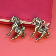 Brass Money Bag Horse Charm Keychain Pendant Jewelry Handmade Rope Lucky Hanging