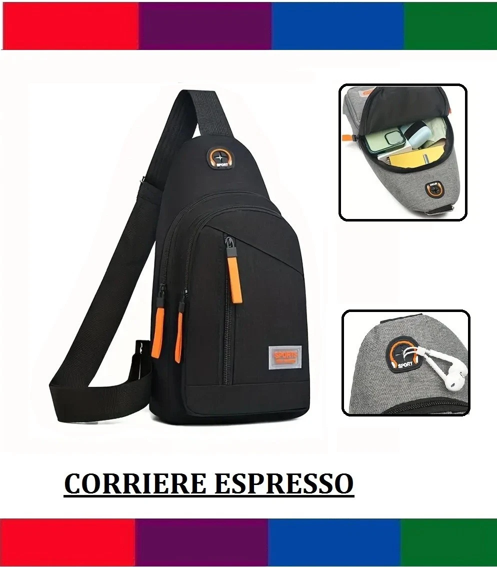 Hejo Zaino Monospalla uomo Piccolo, Zaino Monospalla, Borsa per il Petto, Zainetto Monospalla Piccolo, Zaino Tracolla Uomo per Escursioni all'aperto (Nero