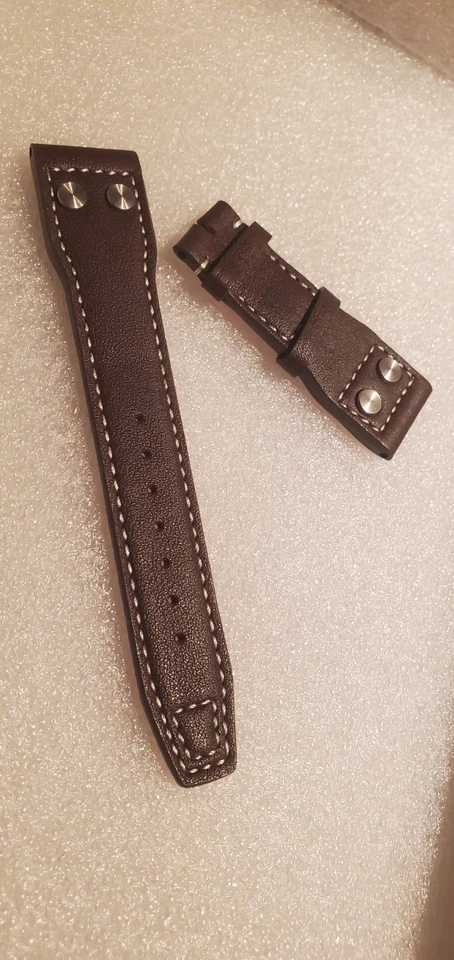 Auténtica correa de reloj IWC Big Pilot Santoni 22 mm x 18 mm de cuero de becerro marrón OEM Foto 3 de 4
