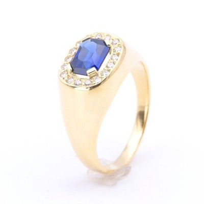 Saphir Diamant Ring by Victor Mayer Pforzheim in 750er / 18 Kt. GG