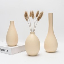 Ceramic Vase Set 3-Piece - Bohemian Farmhouse Style Decorative Vases for Pampas