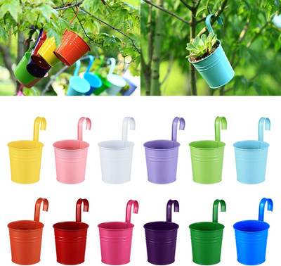 12 Pack Balcony Planters Railing Hanging, Colorful Railing Planter 4 Inches Smal