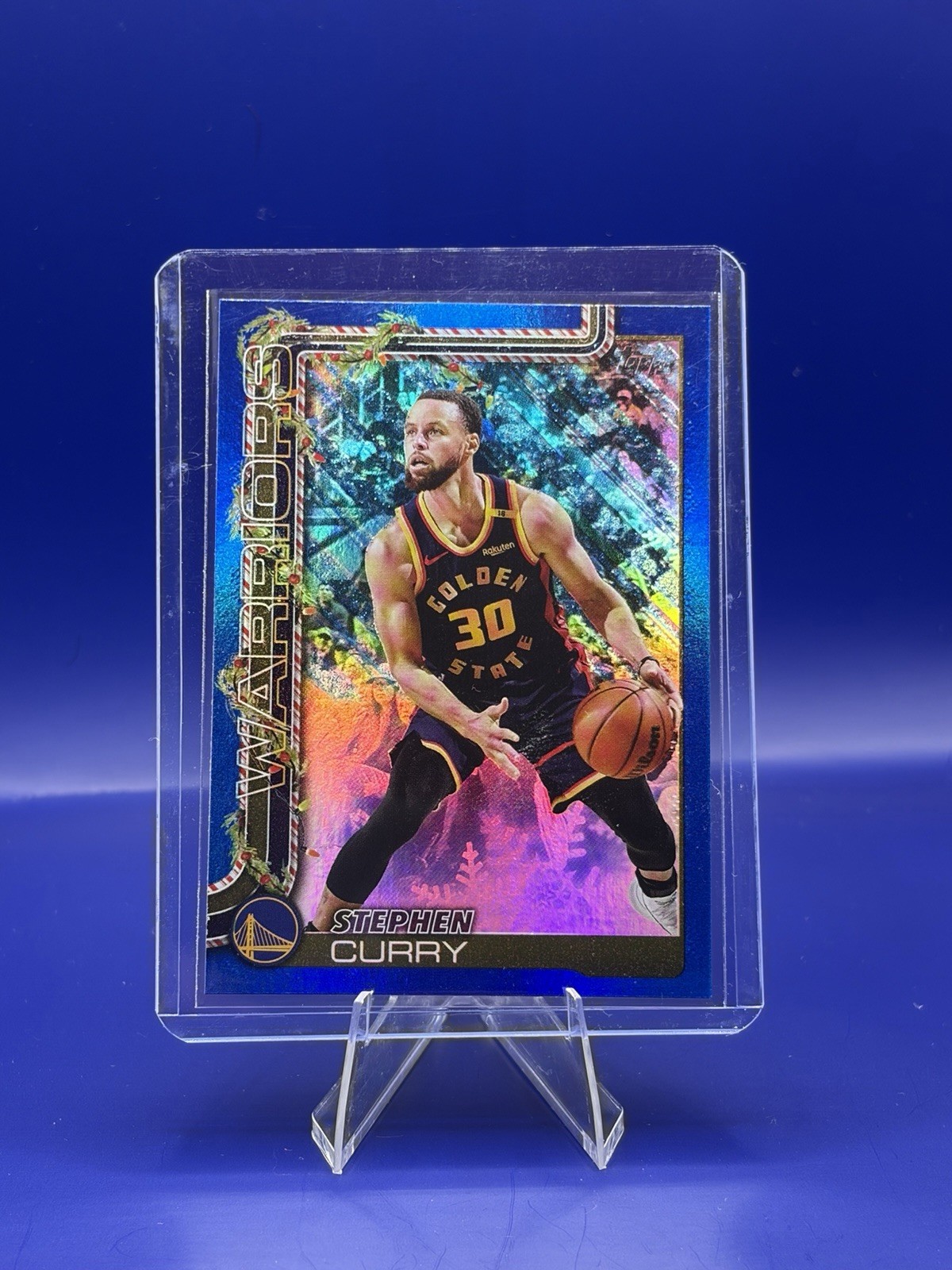 2025-26 Topps Holiday - Stephen Curry #H106 Holiday Metallic Blue Glitter