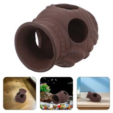 Dark Brown Ceramic Aquarium Cave Shelter for Fish and Shrimp Breeding Hideaway
