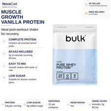 Whey Protein Powder - Vanilla 500g - Low Sugar Post-Workout Shake - Vegetarian