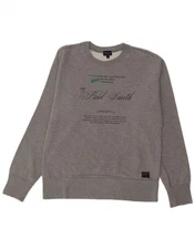 PAUL SMITH Mens Graphic Sweatshirt Jumper Large Grey Cotton AB09