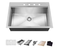 Glacier Bay 27 in. Drop-In 18G Stainless Steel Kitchen Sink with Accessories