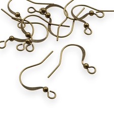 200-Pack Antique Brass Ear Wires with Accent Beads - Vintage-Style Earring Hooks