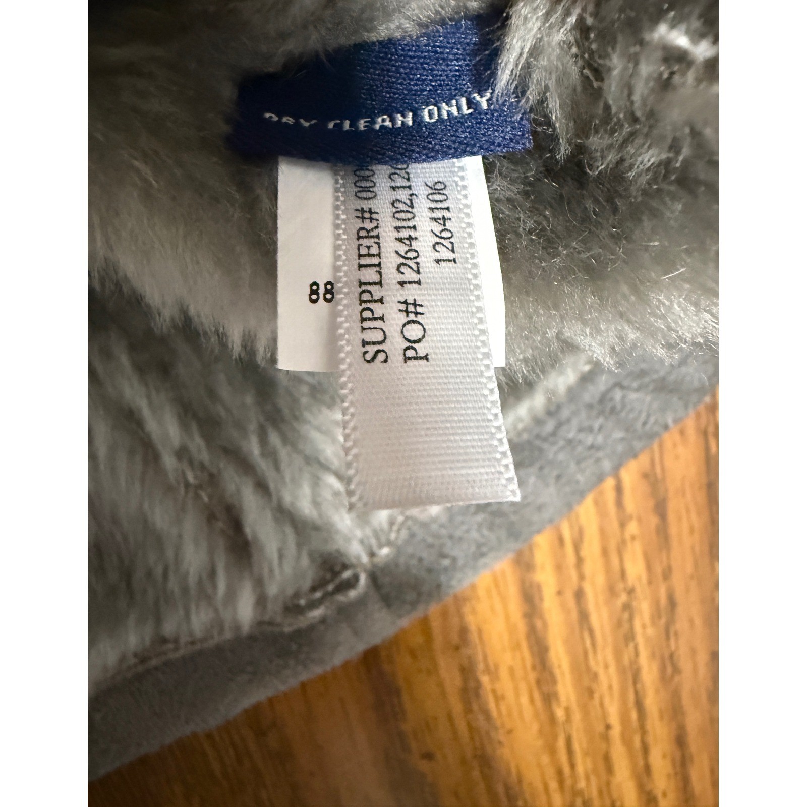 Chaps Denim Vest Gray Faux Suede Fur Collar Toggle Closure Sleeveless