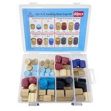 80pcs Car A/C System Valve Core Dust Cap Air Conditioning Service AC System