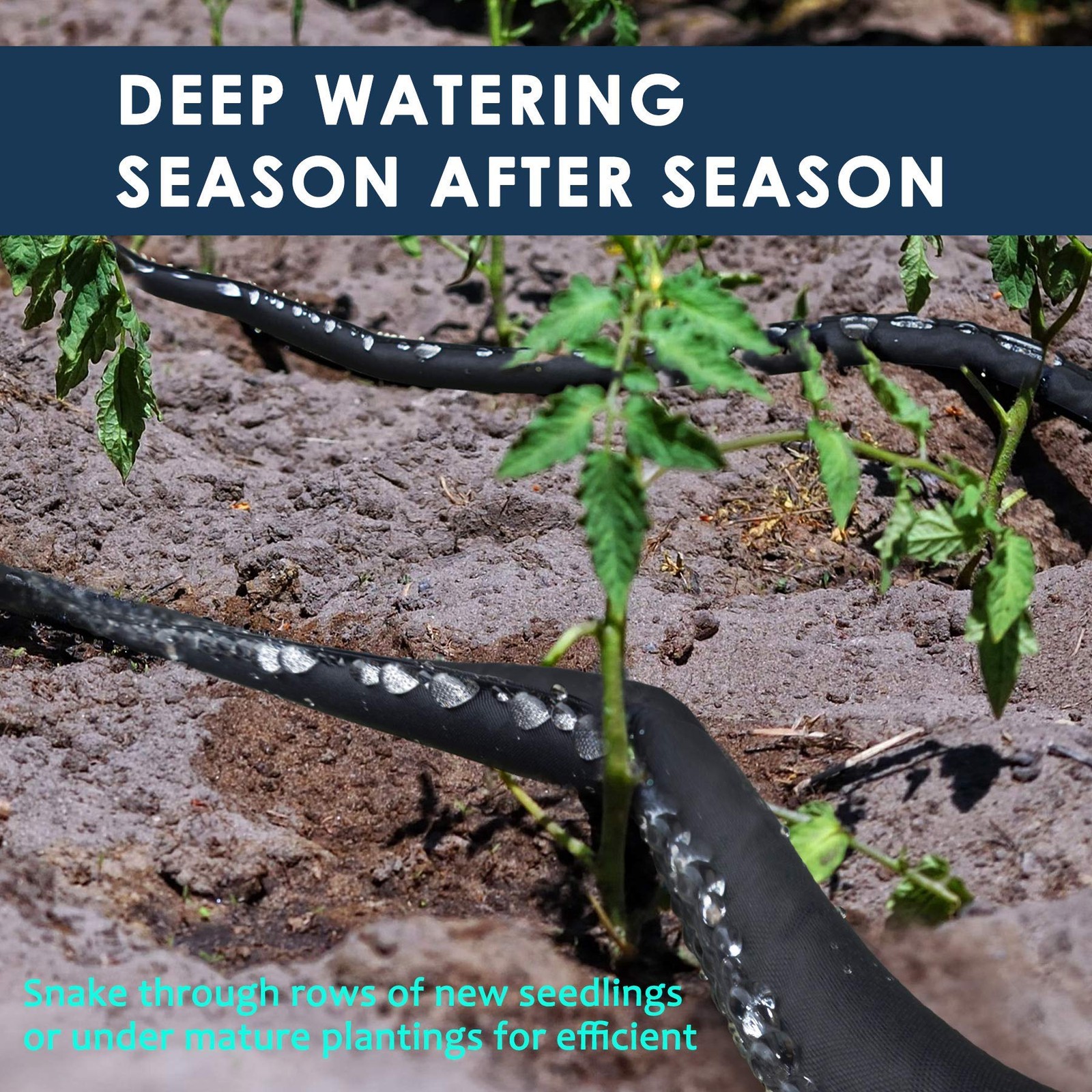 Heavy Duty Soaker Hose 50 FT Dripping Water Hose Saves 70% Water Consistent D...