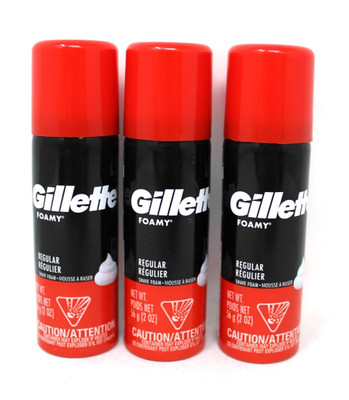 Gillette Gillette Foamy Shave Cream Regular 2 oz - 3 Cans Travel Size