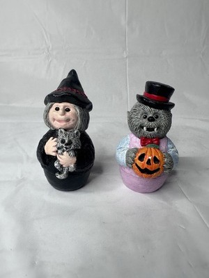 California Creations Little Witch Cat Werewolf 4'' Plaster Halloween Primitive