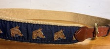 Leatherman Horse Needlepoint Leather Belt Mens 30 Equestrian Handmade Essex CT