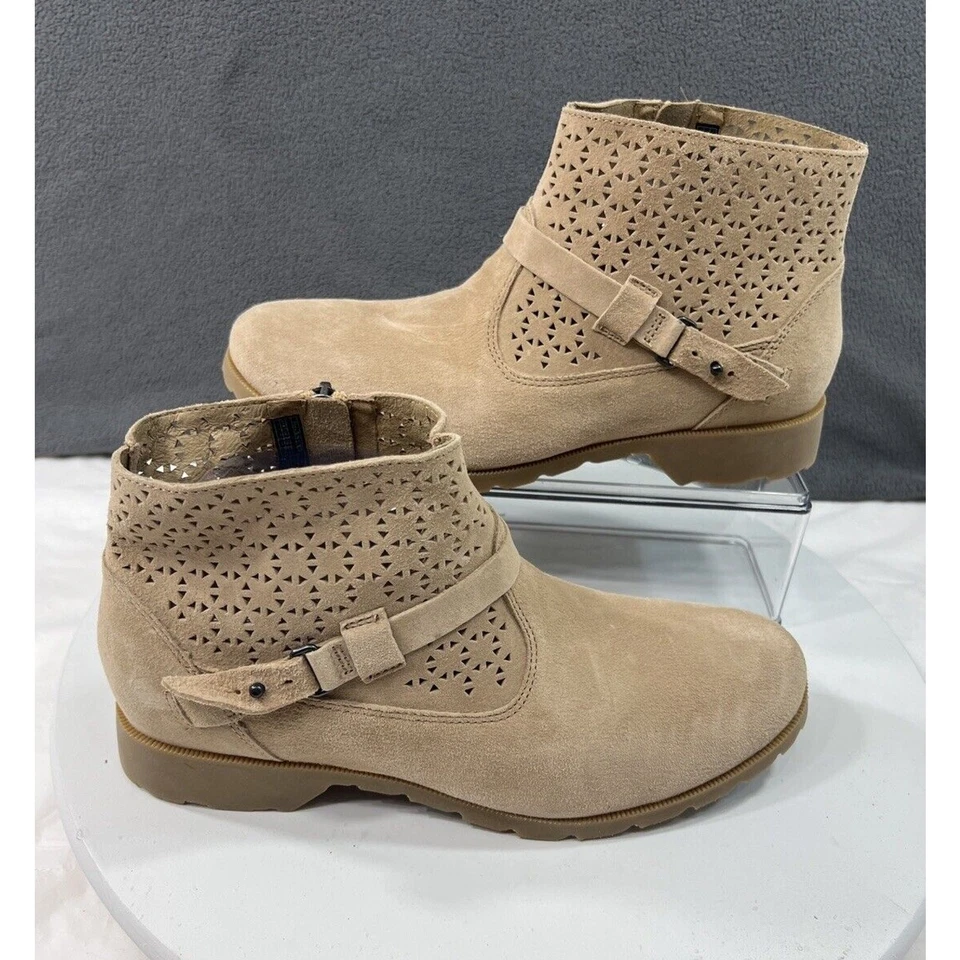 Teva Delavina Botín Perforado Tostado Gamuza Impermeable Cuero Para Mujer Talla 9 Foto 2 de 4