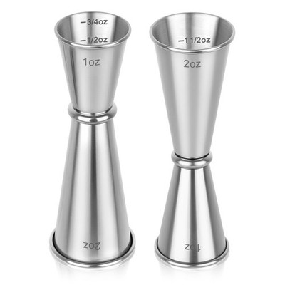 2 Pack Jigger for Bartending, 2 OZ 1 OZ Double Shot Cocktail Measure Jiggers,...