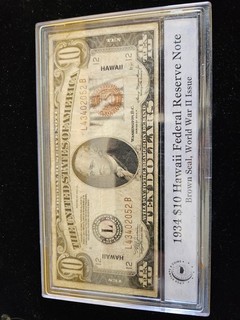 1934 A $10 Federal Reserve Note HAWAII Brown Seal WWII Issue
