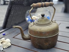 Antique Copper Gooseneck Tea Pot Kettle / Hot Water Pot With Wooden Handle Aged