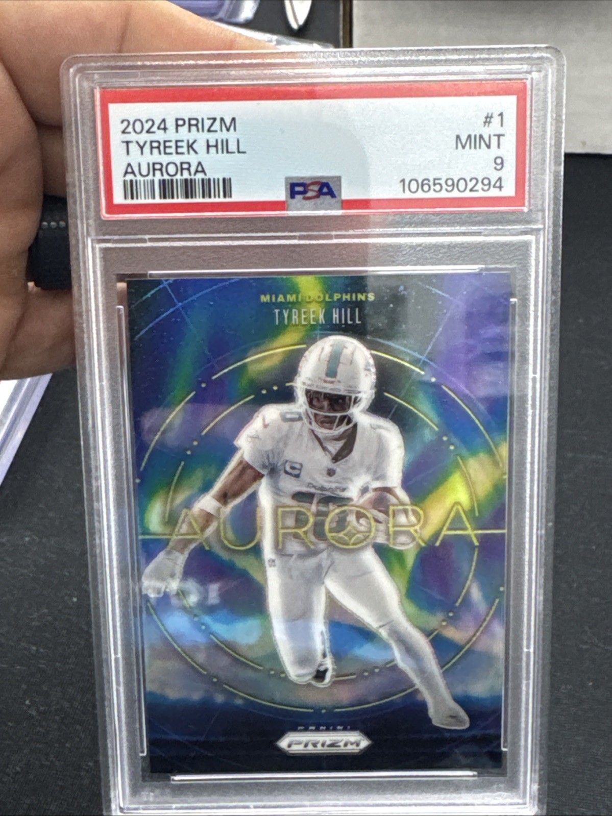 2024 Prizm Aurora Tyreek Hill Case Hit #1 PSA 9 Dolphins