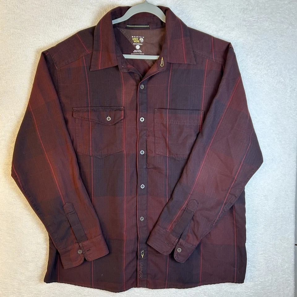 Camisa Mountain Hardwear Abotonada Hombres XL Franela Occidental Espiga Rojo Bolsillos Foto 2 de 4